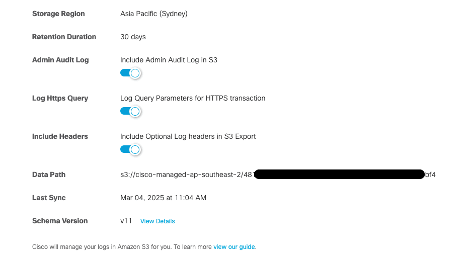 Cisco Umbrella SIG Logging Options