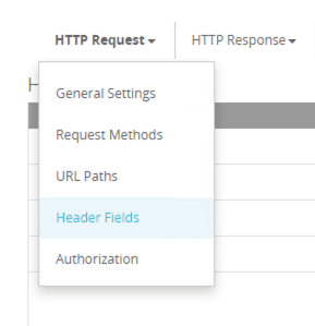 WatchGuard HTTP Request Header Fields Menu
