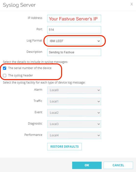 WatchGuard Firebox Syslog Settings